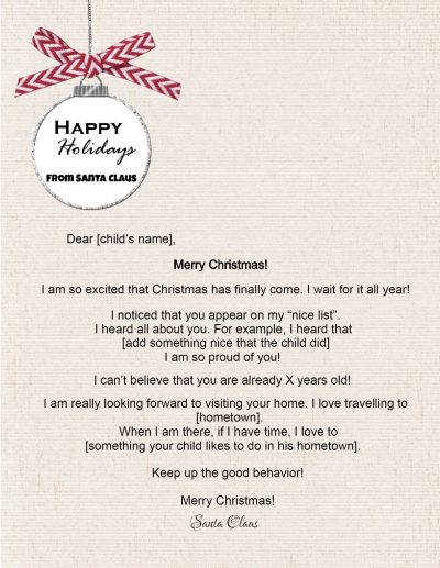 Free letter from Santa