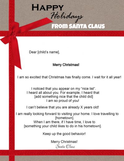 Letters from Santa template