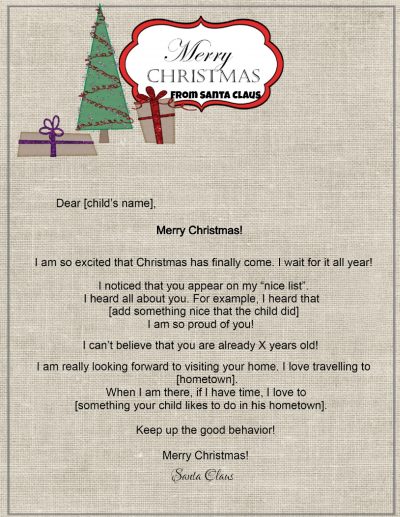 Free letters from Santa