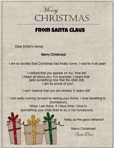 Letter from Santa template