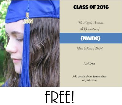 Free custom graduation announcement with space for a custom photo